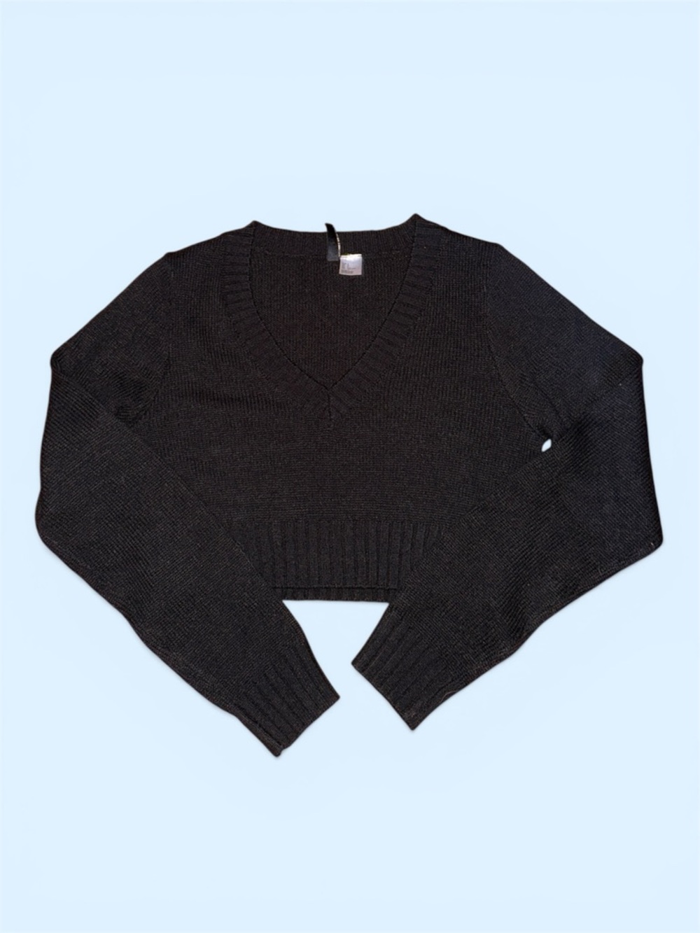 H&M Black V-Neck Cropped Women's Sweater
